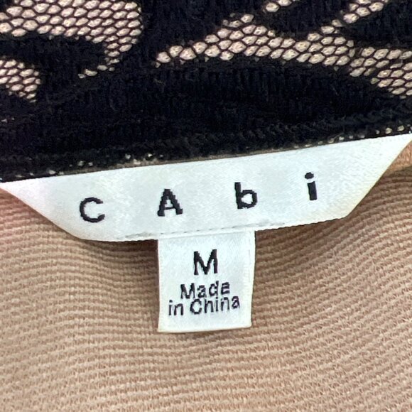 CABI Arabesque Lace Long Line Button Jacket Black/Nude Sz M #681 - Picture 6 of 7